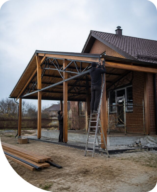 Пристройка навеса к дому и участку в Назарове под ключ