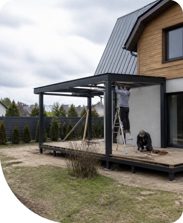 Строительство веранды с террасой под ключ для дома в Назарове